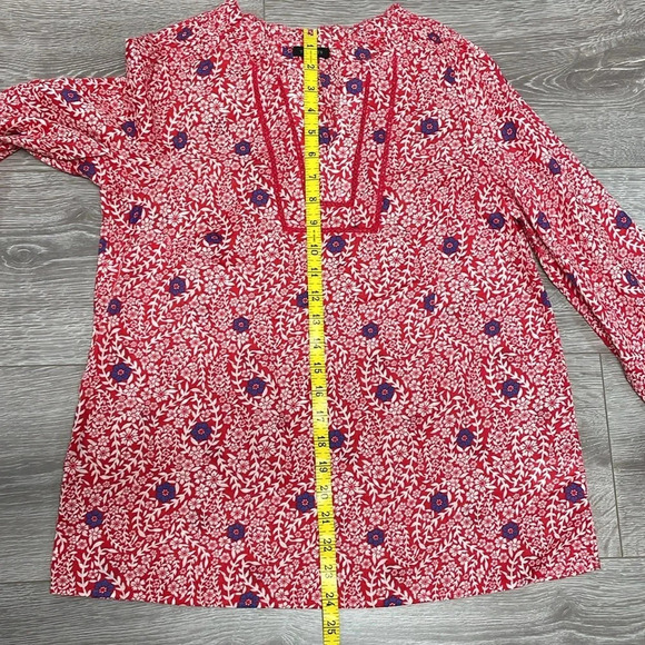 NWOT Talbots Smocked Shoulder Top Red Flowing Branches Long Sleeve XS - Picture 9 of 16